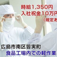 [派遣求人]広島市南区皆実/食品製造工場内での軽作業(検品・箱詰...