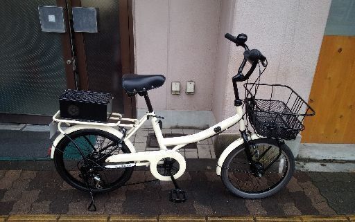 [HONTORETORO]20吋 レトロ調コンパクト自転車 外装6段/LEDオート/アイボリー