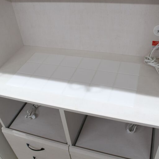 073)B-company キッチンボード 幅89cm 食器棚 ホワイト 白 カントリー調 ビーカンパニー