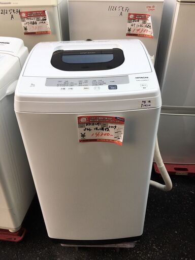 ☆中古 激安！！￥14,300！！HITACHI　日立　5.0kg洗濯機　家電　2019年製　NW-50E型　幅54cmｘ奥行51cmｘ高さ97cm　【BC14】