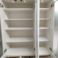 ■中古品 鏡面仕上げ！ 食器棚 上下分割可能 約幅88cm ◎ □中古品 鏡面仕上げ！ 食器棚 上下分割可能 約幅88cm ◎