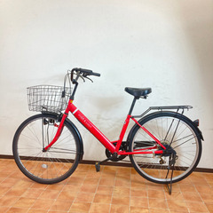 【決定】B01  自転車　ママチャリ　赤　黒