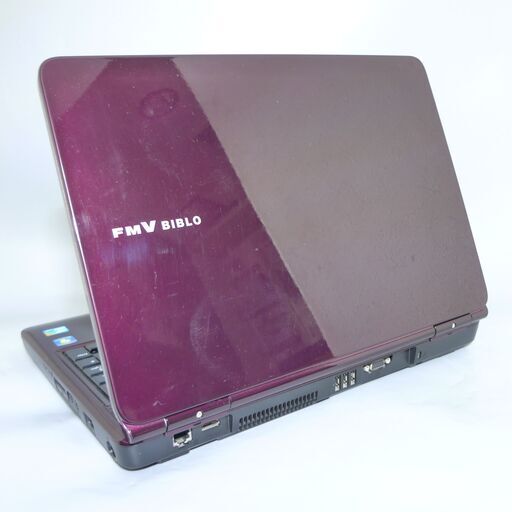 大容量HDD-500G あずき色 紫 ノートパソコン 15.6型 FUJITSU 富士通 NF/G50 中古良品 Core i3 4GB DVDRW 無線 Wi-Fi Win10 Office
