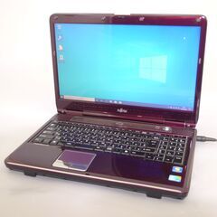 大容量HDD-500G あずき色 紫 ノートパソコン 15.6型 FUJITSU 富士通 NF 