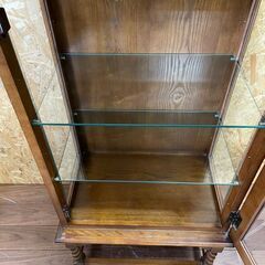 アンティーク家具 輸入家具 リプロダクト キャビネット ブックケース 飾りボード 飾り棚 ショーケース ディスプレイラック ナラ材 無垢.