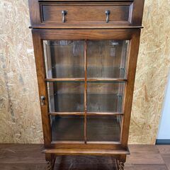 アンティーク家具 輸入家具 リプロダクト キャビネット ブックケース 飾りボード 飾り棚 ショーケース ディスプレイラック ナラ材 無垢.