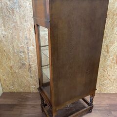 アンティーク家具 輸入家具 リプロダクト キャビネット ブックケース 飾りボード 飾り棚 ショーケース ディスプレイラック ナラ材 無垢.