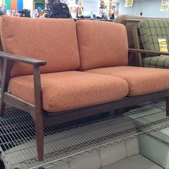 起立木工 木製フレーム 布製 2人掛けソファー【9651134】