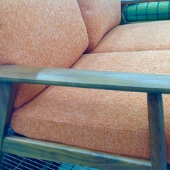 起立木工 木製フレーム 布製 2人掛けソファー【9651134】