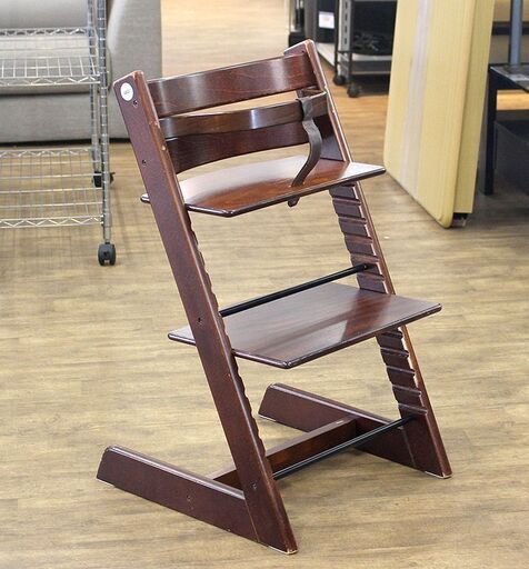 (Y)北大前! 札幌 引取 STOKKE/ストッケ TRIPP TRAPP/トリップトラップ ベビーチェア ハイチェア ウォールナットブラウン セーフガード付 北欧家具 ノルウェー 7695円