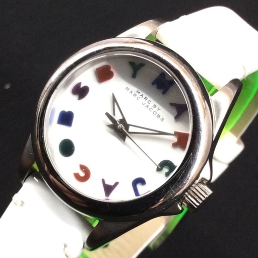 マークバイマークジェイコブス マルチカラー 白レザー レディースクォーツ腕時計  マルチカラー文字盤 ホワイトエナメルレザー MBM1192