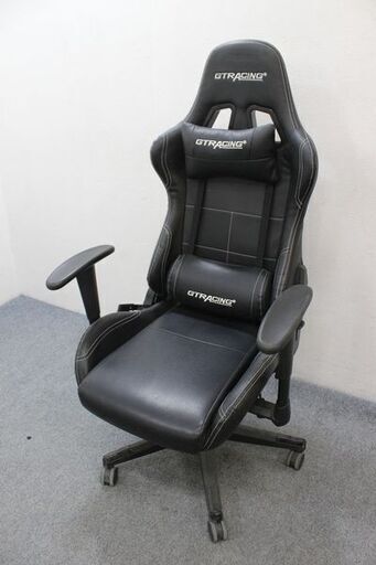 GTレーシング ゲーミングチェア ブラック PUレザー ハイバック 肘掛付き   中古家具 店頭引取歓迎 R5421)