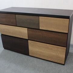 ニトリ ランダム ローチェスト リビングチェスト モザイク モダン シンプル NITORI  中古家具 店頭引取歓迎 R5364)