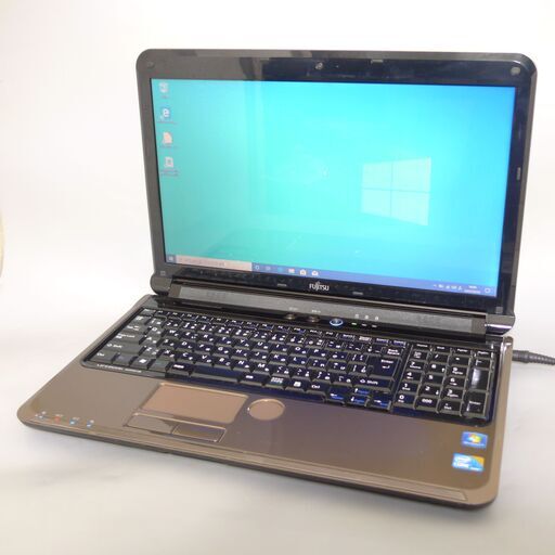 大容量HDD-640G Wi-Fi有 茶色 ノートパソコン 15.6型 富士通 AH550/3B 中古良品 Core i3 4GB DVDRW 無線 webカメラ Windows10 Office