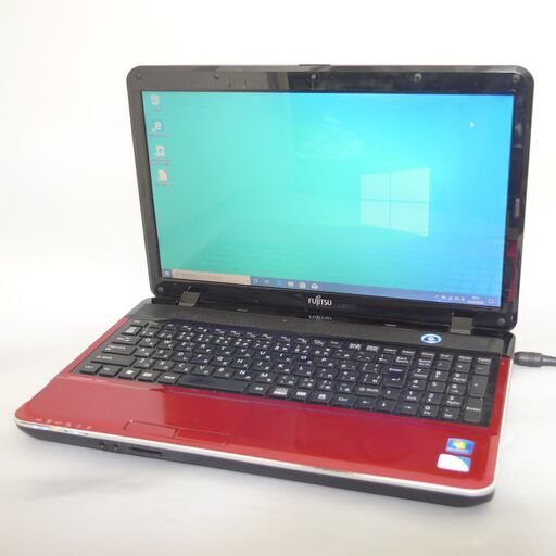 大容量HDD-750GB Wi-Fi有 赤色 ノートパソコン 15.6型 富士通 AH42/E 中古美品 Pentium 4GB DVDRW 無線 webカメラ Windows10 Office