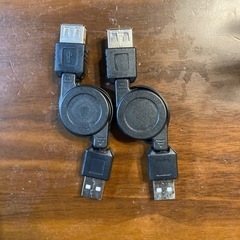 USB線2本　Aタイプの延長　リール　80cm