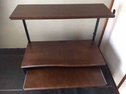 タイプパソコンデスク（収納棚付・木製天板・幅 100cm）  品番：100-DESK089