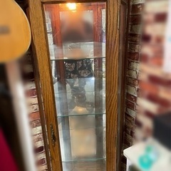 【値引き交渉有り】木製ショーケース(照明、ガラス棚、背面鏡張り)