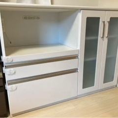 【ネット決済】【美品】食器棚 カップボード ホワイト 130cm...