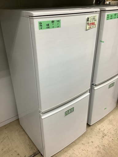 シャープ 2ドア 冷蔵庫 SJ-D14C-W 管C220305AK (ベストバイ 静岡県袋井