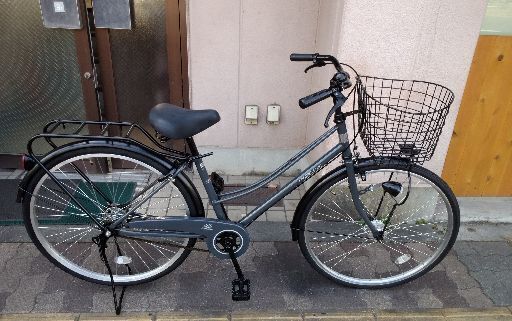 LA JEUNE 26吋ファッションタウンサイクル シングル/LEDオート/ダークグレーｘブラック