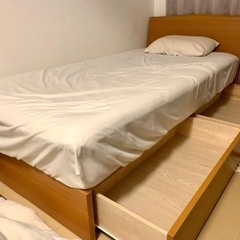 【ネット決済】ベッド(収納つき)、マットレス