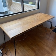 【ネット決済】木製テーブル1700×690（アイアン製 脚セット）