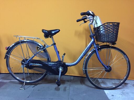 《レンタサイクル店使用　自転車整備士整備済み！》NO.125中古車　26インチ　Panasonic　電動アシスト車　ブルーメタリック　バッテリー新品8.9ah付