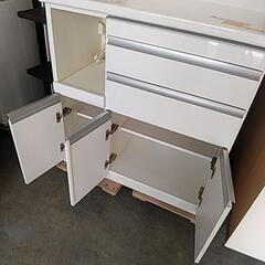 松田家具製☆90レンジボードWHメラミンカウンター・モイス採用 