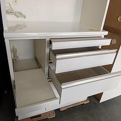 松田家具製☆90レンジボードWHメラミンカウンター・モイス採用 
