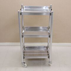 ステンレスワゴン 3段 カート 運搬 台車 作業台 キャスター付き 理容 美容 タカラベルモント SR-DSW ① (J1032kmkY)