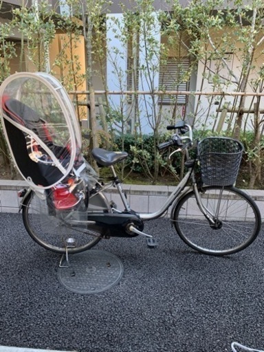 値下げ！パナソニック　電動自転車　子ども乗せ、カバー、電池、充電器付き
