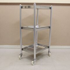 ステンレスワゴン 3段 カート 運搬 台車 作業台 キャスター付き 理容 美容 タカラベルモント SR-DSW ② (J1033kmkY)