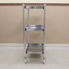 ステンレスワゴン 3段 カート 運搬 台車 作業台 キャスター付き 理容 美容 タカラベルモント SR-DSW ② (J1033kmkY)