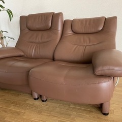 【西宮・芦屋お届け】カリモク家具　本革ソファ２脚