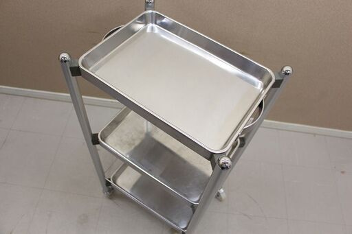 作業台 キャスター付き ステンレスワゴン 3段 カート 運搬 台車 理容