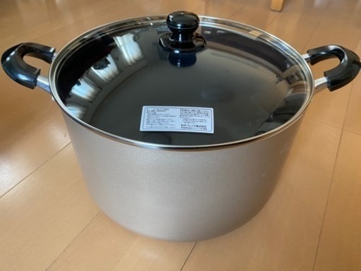 ★新品未使用品★ 深型 両手鍋 32cm IH対応 半寸胴鍋 ガラス鍋蓋付 フッ素加工