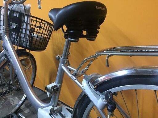 レンタサイクル店使用　自転車整備士整備済み！》NO.126中古車　26インチ　Panasonic　電動アシスト車　シルバー　バッテリー新品8.9ah付