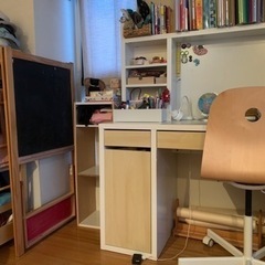 学習机、ハンガーラック、カラーボックス、IKEA黒板4点セット