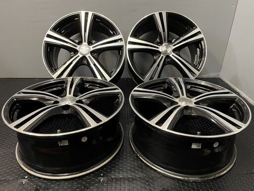 DUNLOP ROZEST ローゼスト 社外ホイール 17インチ 4本 7J5HPCD100+50 ブラポリ プリウス ウィッシュ等　(VHF253)クレジットカード QRコード決済可能