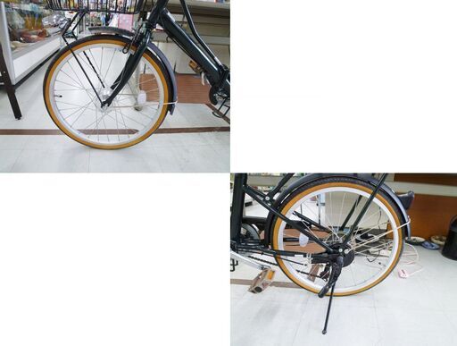 折りたたみ自転車 20インチ 6段変速 カゴ付き グリーン シティサイクル