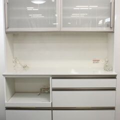 綾野 キッチンボード ジュエル ハイカウンタータイプ ホワイト ハイグロスシート モイス 幅140   中古家具 店頭引取歓迎 R5433)