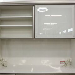 綾野 キッチンボード バリオ ハイカウンタータイプ ホワイト ハイグロスシート モイス 幅140   中古家具 店頭引取歓迎 R5434)