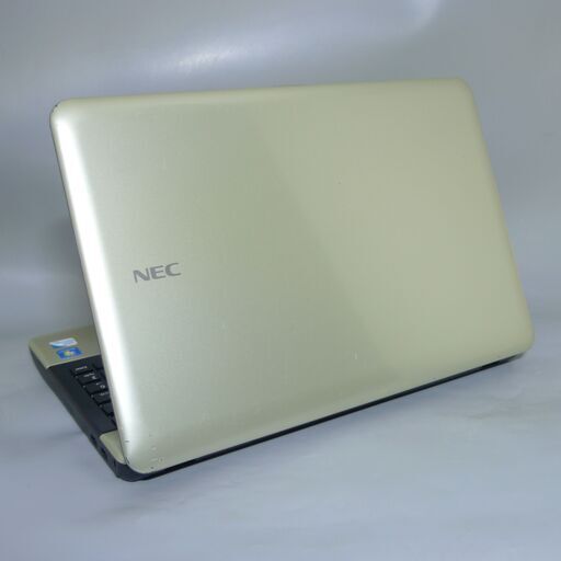 大容量HDD-750G Wi-Fi有 ゴールド 金色 ノートパソコン 15.6型 NEC PC-LS150F26G 中古良品 Pentium 4GB DVDRW 無線 Windows10 Office