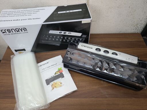【リサイクルショップどりーむ天保山店】●157●　☆未使用品☆　crenova　真空パック機　TVS-2013　海外製　取扱説明書(英語表記)・専用袋付き
