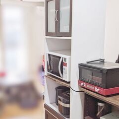 【幅58】電子レンジ収納スライドレール付食器棚