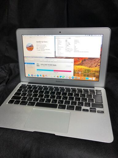 「MacBook Air 11インチ Late 2010」約1キロの小型軽量薄型モバイルノートPC / C2D(デュアルコア 1.6GHz） / SSD-128GB / メモリーは４GB / Webカメラ / Bluetooth / 無線LAN / バッテリー使用可能(充放電回数は349回)  MacOS(High Sierra)とWin10 Pro(Office2010もインストール済)の選択起動可能　中古美品