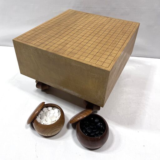 購入20万円！高級 囲碁セット 本榧？ 檜？碁盤 欅碁笥 碁石 盤サイズ42×45.5×高さ30cm 厚み18cm 重量約16kg C