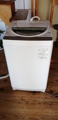 【美品】【配達無料】全自動洗濯機　東芝　7kg  AW-7G6  2019年製