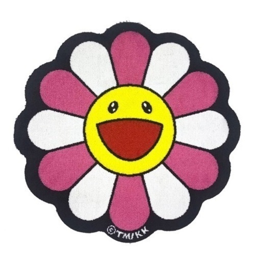 村上隆 Flower Floor Mat /Pink × White フロアマット kaikaikiki お花 インテリア ピンク ラグ 玄関マット